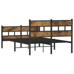 Berkfield Home Metal Bed Frame without Mattress Smoked Oak 120x190 cm Small Double in Brown - thumbnail 6