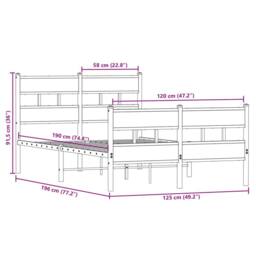 Berkfield Home Metal Bed Frame without Mattress Smoked Oak 120x190 cm Small Double in Brown - thumbnail 9