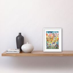 "Artery8 Wall Art Print Layered Spring Flower Field Folk Artwork Framed 9X7 Inch in White - Size: W7"" x H9""" - thumbnail 2