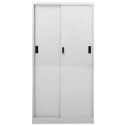 Berkfield Home Office Cabinet with Sliding Door Light Grey 90x40x180 cm Steel - Size: 90 x 40 x 180 cm - thumbnail 4