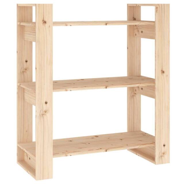 Berkfield Home Book Cabinet/Room Divider 80x35x91 cm Solid Wood Pine in Brown - Size: 80 x 35 x 91 cm - image 1