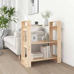 Berkfield Home Book Cabinet/Room Divider 80x35x91 cm Solid Wood Pine in Brown - Size: 80 x 35 x 91 cm - thumbnail 2