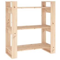 Berkfield Home Book Cabinet/Room Divider 80x35x91 cm Solid Wood Pine in Brown - Size: 80 x 35 x 91 cm - thumbnail 1
