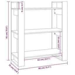 Berkfield Home Book Cabinet/Room Divider 80x35x91 cm Solid Wood Pine in Brown - Size: 80 x 35 x 91 cm - thumbnail 8