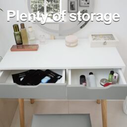 Alivio Women's Hollywood Dressing Table Set with LED Lights & 3 Color Mode Vanity Table with Stool in Grey - thumbnail 8