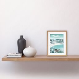 "Artery8 Wall Art Print St Ives Bay Daisies Soft Pastel Coastal Cityscape Artwork Framed 9X7 Inch in Beige - Size: W7"" x H9""" - thumbnail 2