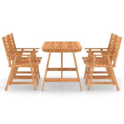 Berkfield Home 5 Piece Garden Dining Set Solid Acacia Wood in Brown - thumbnail 3
