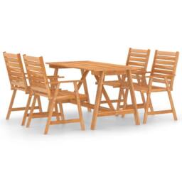 Berkfield Home 5 Piece Garden Dining Set Solid Acacia Wood in Brown - thumbnail 2