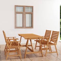 Berkfield Home 5 Piece Garden Dining Set Solid Acacia Wood in Brown - thumbnail 1
