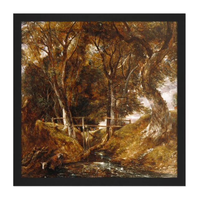 "Artery8 Wall Art Print John Constable The Dell At Helmingham Park Square Framed Picture 16X16 Inch in Black - Size: W16"" x H16""" - image 1