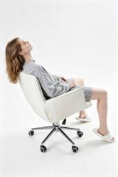 Living and Home Ergonomic Office Chair with Wheels and Adjustable Height Cream Beige - thumbnail 5