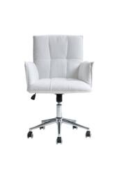 Living and Home Ergonomic Office Chair with Wheels and Adjustable Height Cream Beige - thumbnail 2
