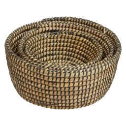 Orsina Lidi Set Of Three Straw Baskets With Black Detail in Natural - thumbnail 2