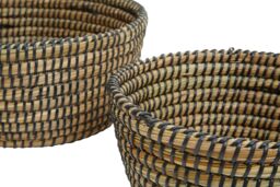 Orsina Lidi Set Of Three Straw Baskets With Black Detail in Natural - thumbnail 3