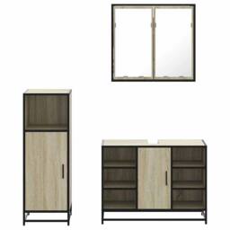 Berkfield Home 3 Piece Bathroom Furniture Set Sonoma Oak Engineered Wood in Light Tan - thumbnail 5