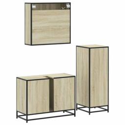 Berkfield Home 3 Piece Bathroom Furniture Set Sonoma Oak Engineered Wood in Light Tan - thumbnail 8