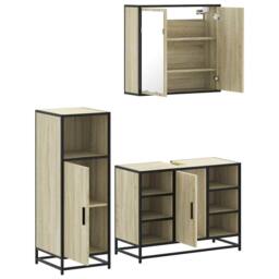 Berkfield Home 3 Piece Bathroom Furniture Set Sonoma Oak Engineered Wood in Light Tan - thumbnail 6