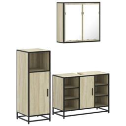 Berkfield Home 3 Piece Bathroom Furniture Set Sonoma Oak Engineered Wood in Light Tan