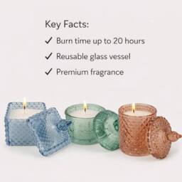 Candlelight Square Embossed Candle Jar Tianshui Blue - thumbnail 3