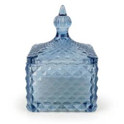 Candlelight Square Embossed Candle Jar Tianshui Blue - thumbnail 2