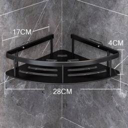 Kelvenix 2 Tier No Drilling Bathroom Wall Corner Shelf Rack in Black - thumbnail 2