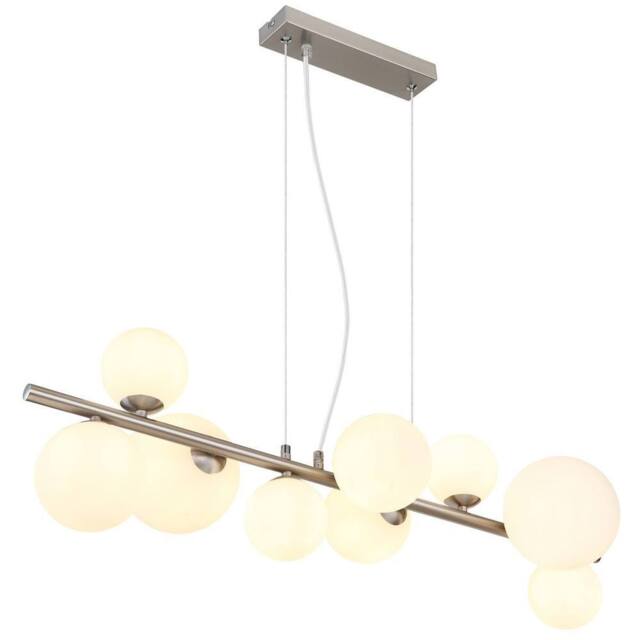 Netlighting Riha Globe Pendant Nickel Matt Opal Glass Shade 9x G9 3000K in Grey - image 1