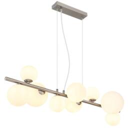 Netlighting Riha Globe Pendant Nickel Matt Opal Glass Shade 9x G9 3000K in Grey - thumbnail 1