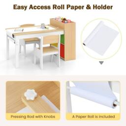 Costway Wooden Kids Craft Study Desk w/Shelves Activity Desk & Chair - thumbnail 7