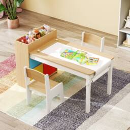 Costway Wooden Kids Craft Study Desk w/Shelves Activity Desk & Chair