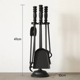 Nordara 5 Pcs Fireside Companion Set Heavy Duty Fireplace Stove Accessories in Black - Size: Large - thumbnail 2