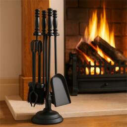 Nordara 5 Pcs Fireside Companion Set Heavy Duty Fireplace Stove Accessories in Black - Size: Large - thumbnail 6