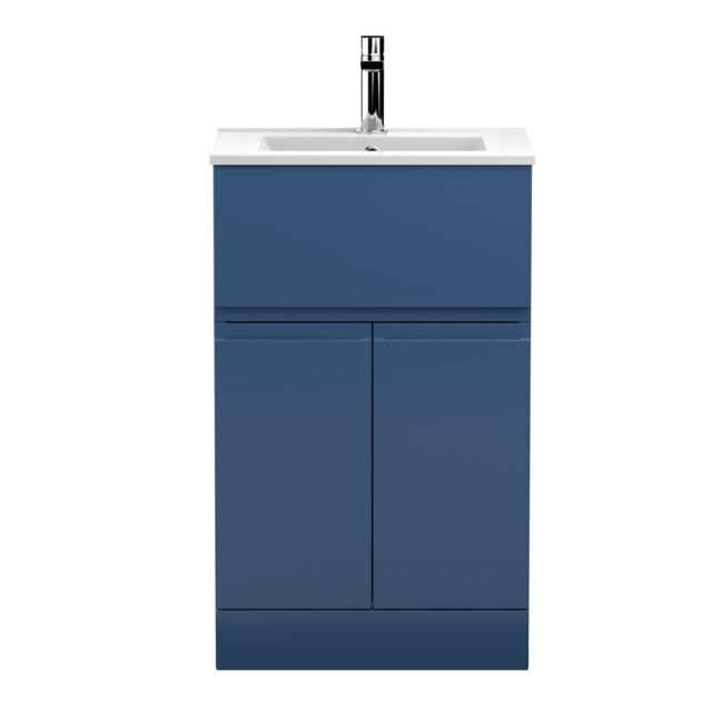 Balterley Vanity Unit w/ Basin Floor Standing, Handleless 2 Door 1 Drawer Soft Close w/ Curve Sink, Bathroom Vanity Units w/ Basin, Bathroom Sink - image 1