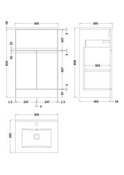 Balterley Vanity Unit w/ Basin Floor Standing, Handleless 2 Door 1 Drawer Soft Close w/ Curve Sink, Bathroom Vanity Units w/ Basin, Bathroom Sink - thumbnail 2