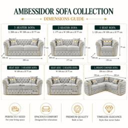 Stratus Interiors Ambassador Velvet Chesterfield Sofa- Gold Trim - No Frill - 3 Seater in Silver - thumbnail 5