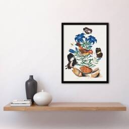Artery8 Red Avadavat Swallowtail & Shells Bolton Framed Wall Art Print - Size: A4 - thumbnail 4