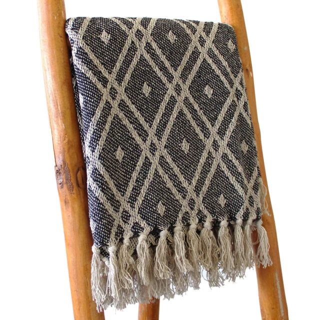 KDMD Boho Comfort Throws - 125x150cm - Black & Biege Regency - Size: 125x150 cm - image 1