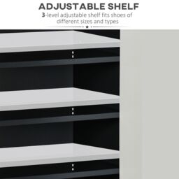 HOMCOM Modern Storage Cabinet with High Gloss White Doors for 15 Pairs of Shoes in Grey - thumbnail 5