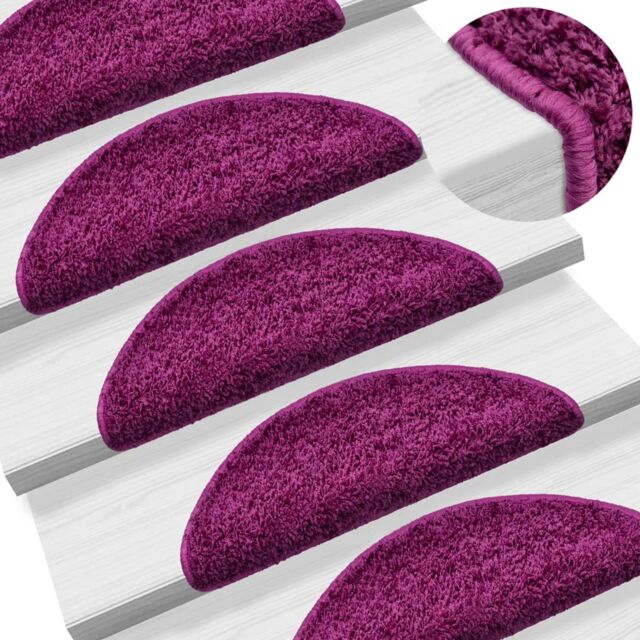 Berkfield Home Carpet Stair Treads 15 pcs Violet 56x17x3 cm in Purple - Size: Medium - image 1