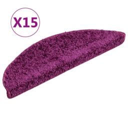 Berkfield Home Carpet Stair Treads 15 pcs Violet 56x17x3 cm in Purple - Size: Medium - thumbnail 2