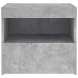 Berkfield Home Beautiful Bedside Cabinet with LED Lights Concrete Grey 50x40x45 cm - Size: 50 x 40 x 45 cm - thumbnail 8