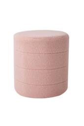 Living and Home Round Teddy Fleece Upholstered Footstool in Pink - thumbnail 7