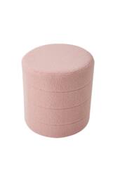 Living and Home Round Teddy Fleece Upholstered Footstool in Pink - thumbnail 6