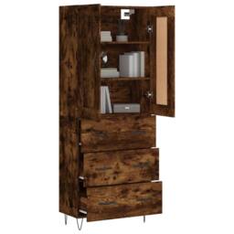 Berkfield Home Highboard Smoked Oak 69.5x34x180 cm Engineered Wood in Brown - thumbnail 3