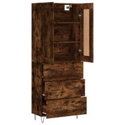 Berkfield Home Highboard Smoked Oak 69.5x34x180 cm Engineered Wood in Brown - thumbnail 4