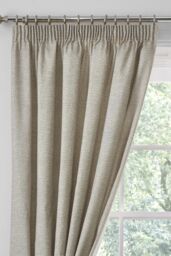 Dreams & Drapes 'Pembrey' Textured Pair of Pencil Pleat Curtains With Tie-Backs in Natural - Size: 117 cm width x 137 cm drop - thumbnail 2