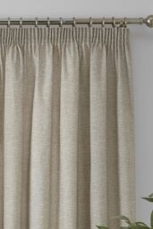 Dreams & Drapes 'Pembrey' Textured Pair of Pencil Pleat Curtains With Tie-Backs in Natural - Size: 117 cm width x 137 cm drop - thumbnail 3