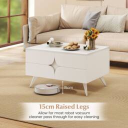 Gymax Coffee Table Farmhouse Accent Table Cocktail Table With 4 Raised Legs in White - thumbnail 8