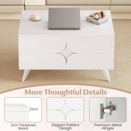 Gymax Coffee Table Farmhouse Accent Table Cocktail Table With 4 Raised Legs in White - thumbnail 9