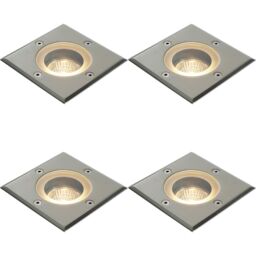 Loops 4 PACK Marine Grade IP65 Square Ground Light - 50W GU10 - Stainless Steel in Metallics - thumbnail 1