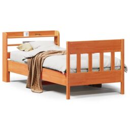 Berkfield Home Bed Frame without Mattress Wax Brown 100x200 cm Solid Wood Pine - thumbnail 2